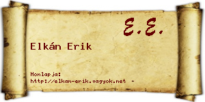 Elkán Erik névjegykártya